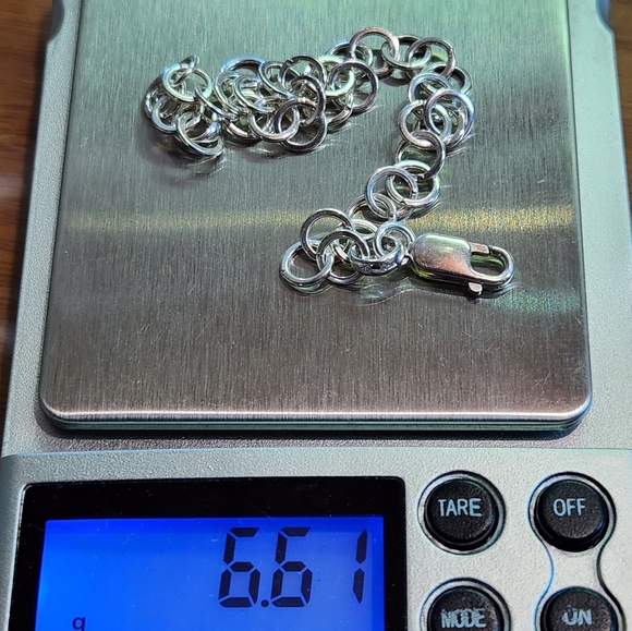 Genuine Sterling Silver (7mm) Flat Round Link Chain Bracelet - Picture 12 of 12